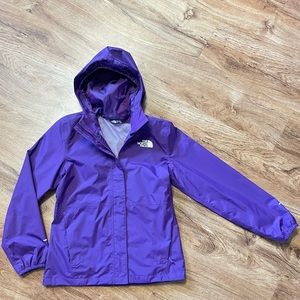 The North Face purple zip up dry vent hooded rain jacket